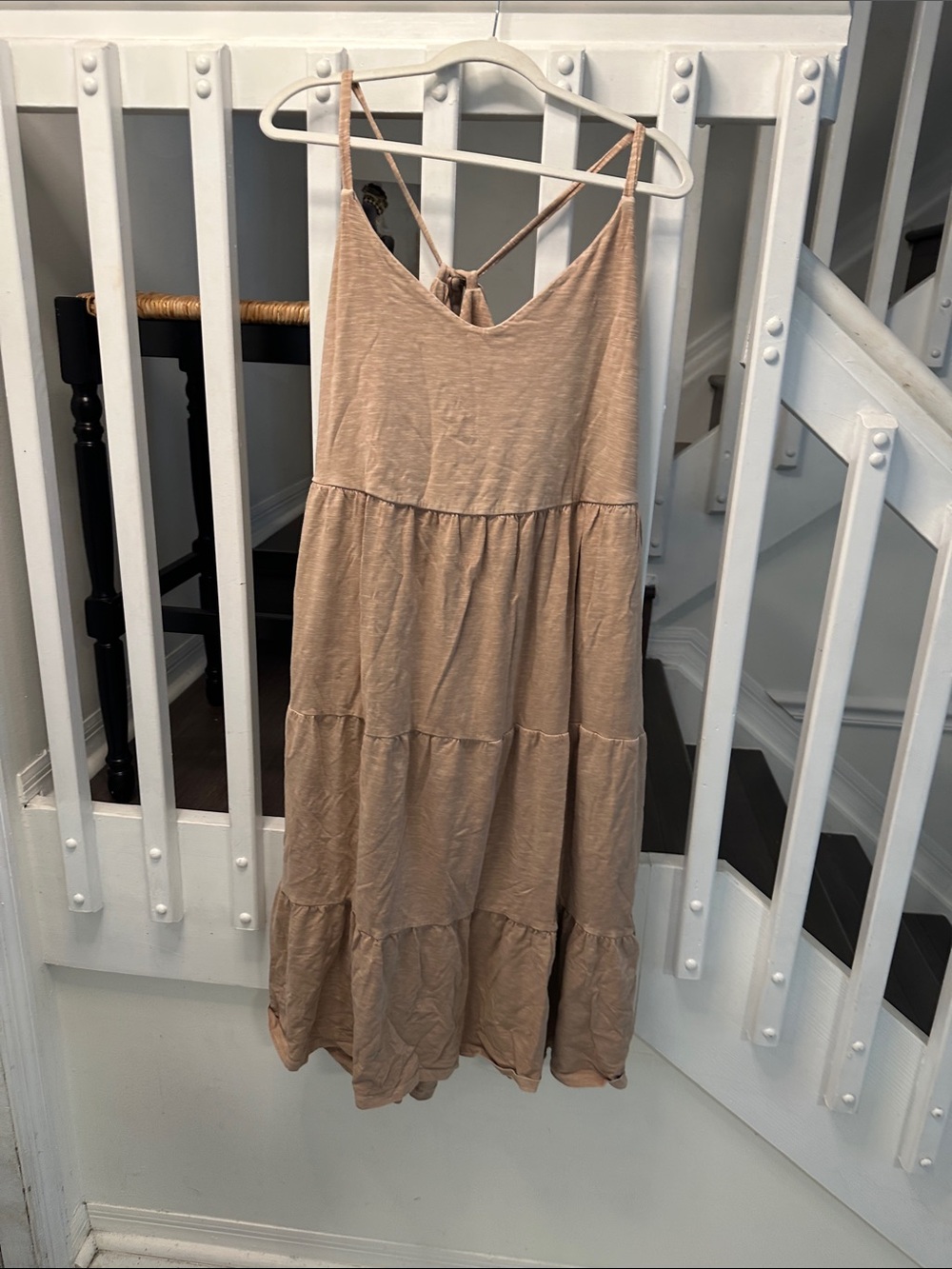 Old Navy Beige Tiered Spaghetti Strap Dress